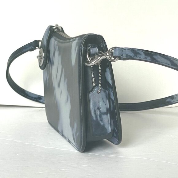 Coach Penn Shoulder Bag Y2K Blue Leather Tie Dye CU049 Small Clutch Festival - Picture 10 of 13